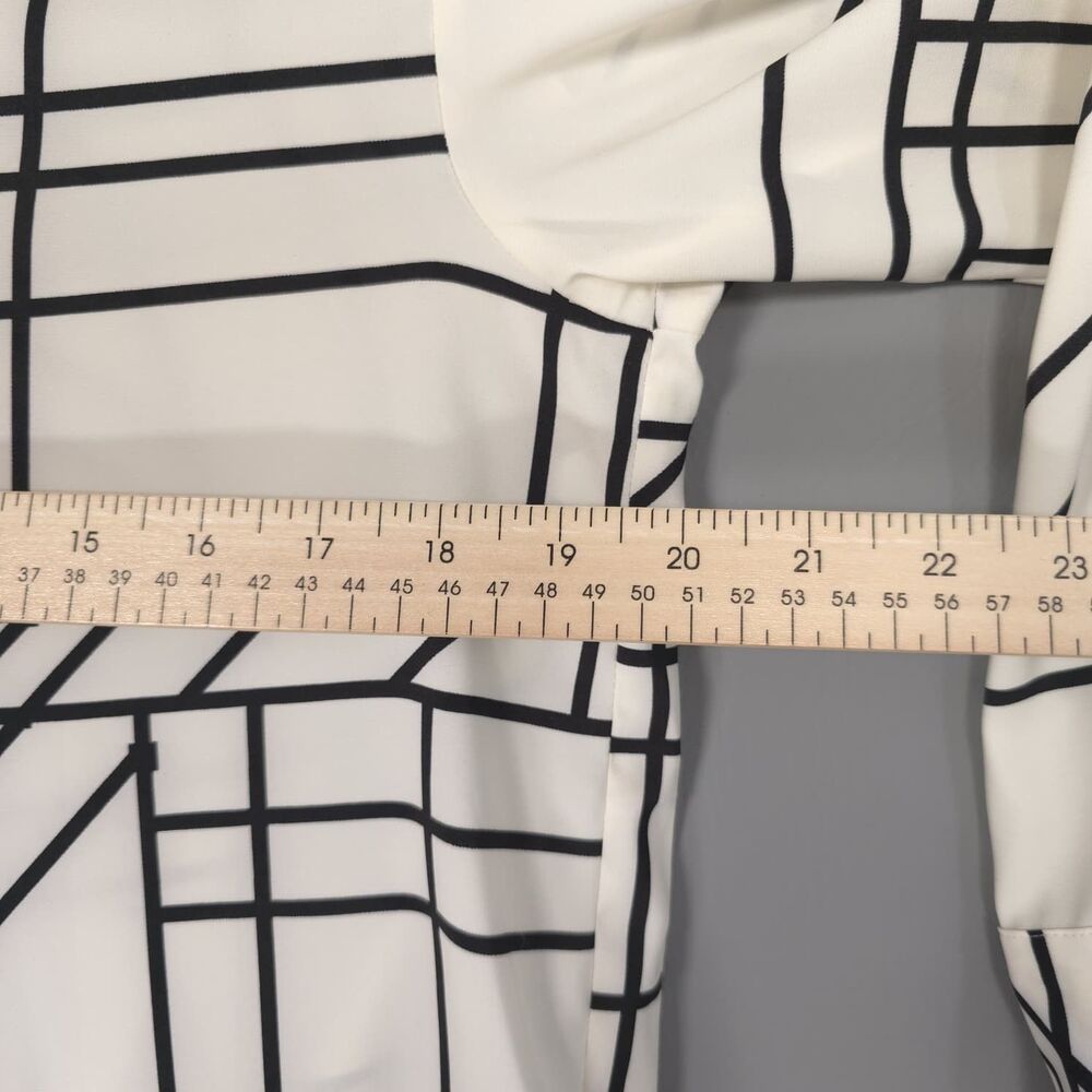 EXPRESS‎ New Women's Top Shirt XS Geometric Black Cream Boyfriend Portofino - Picture 5 of 11